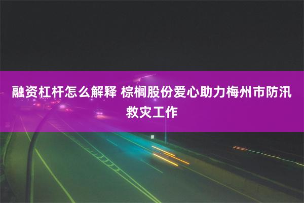 融资杠杆怎么解释 棕榈股份爱心助力梅州市防汛救灾工作