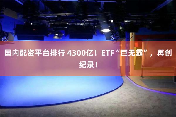 国内配资平台排行 4300亿！ETF“巨无霸”，再创纪录！