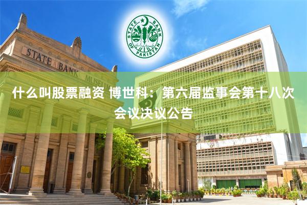 什么叫股票融资 博世科：第六届监事会第十八次会议决议公告