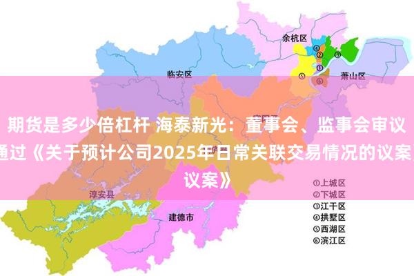 期货是多少倍杠杆 海泰新光：董事会、监事会审议通过《关于预计公司2025年日常关联交易情况的议案》